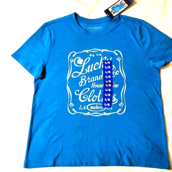 NWT Lucky Brand blue t-shirt - size large - Picture 1 of 7